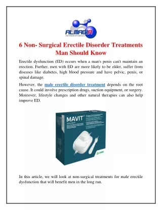 6 Non- Surgical Erectile Disorder Treatments Man Should Know
