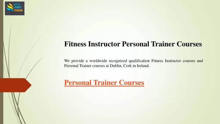 fitness instructor personal trainer courses