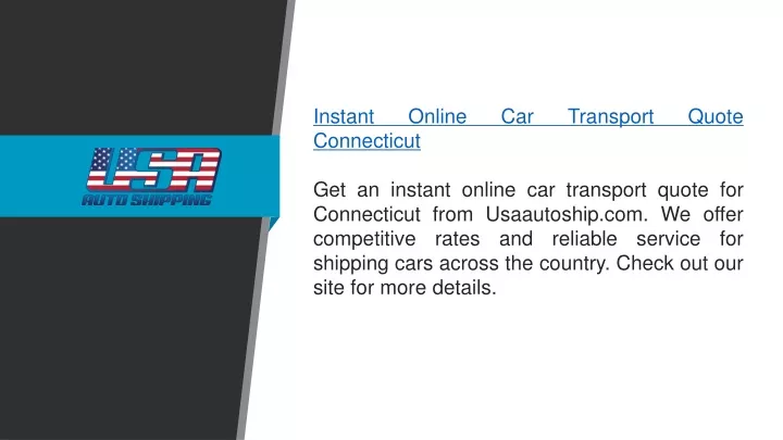 instant online car transport quote connecticut