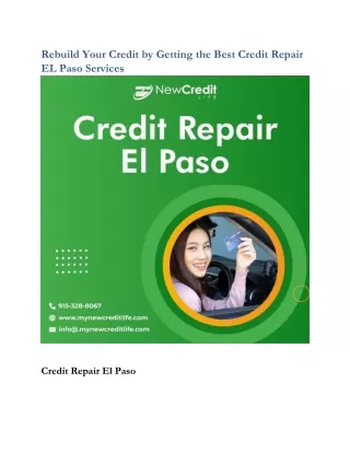 Rebuild Your Credit by Getting the Best Credit Repair EL Paso Services