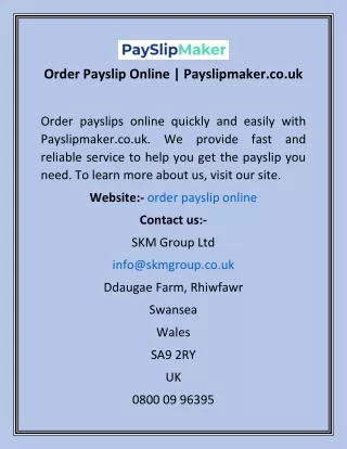 Order Payslip Online  Payslipmaker.co.uk