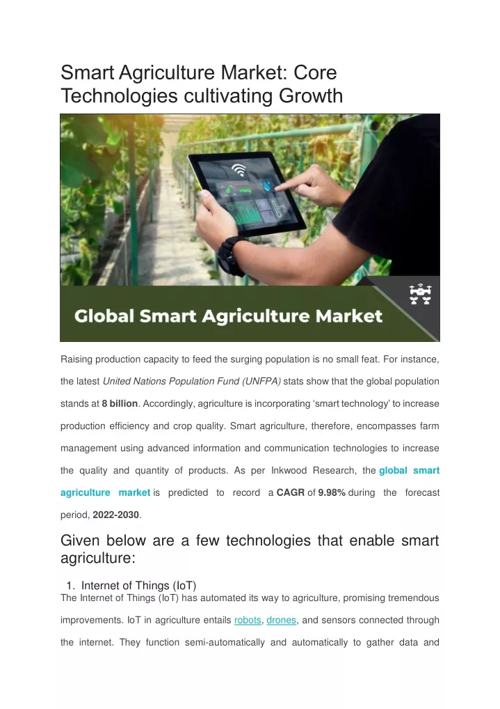 smart agriculture market core technologies