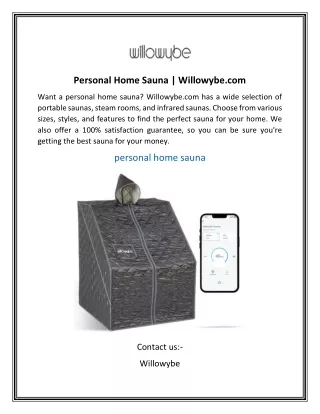 Personal Home Sauna | Willowybe.com