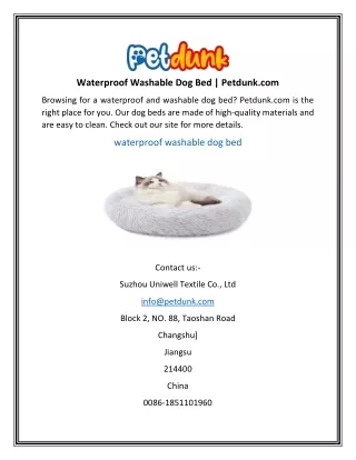 Waterproof Washable Dog Bed | Petdunk.com
