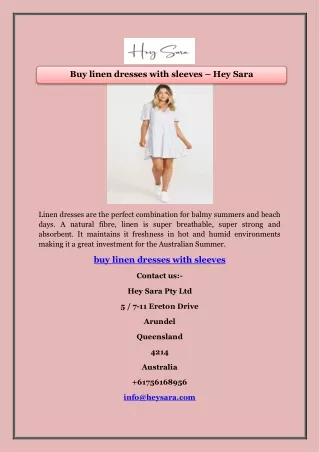 Buy linen dresses with sleeves – Hey Sara