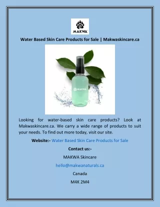 Water Based Skin Care Products for Sale  Makwaskincare.ca