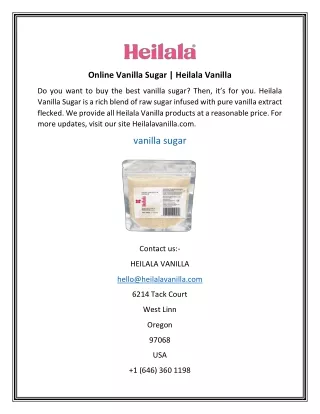 Online Vanilla Sugar | Heilala Vanilla