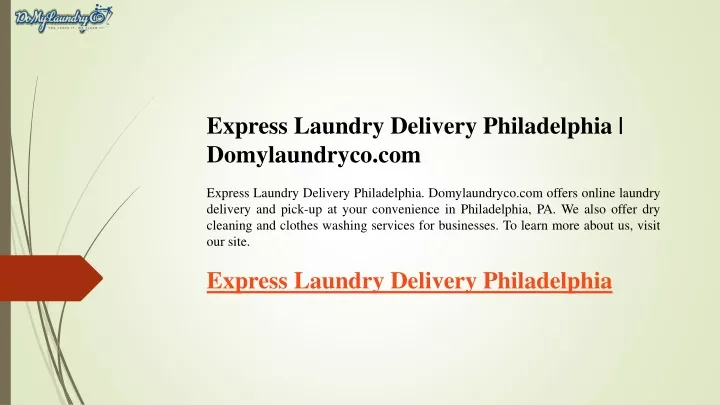 express laundry delivery philadelphia