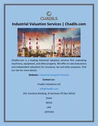 industrial valuation services chadils com