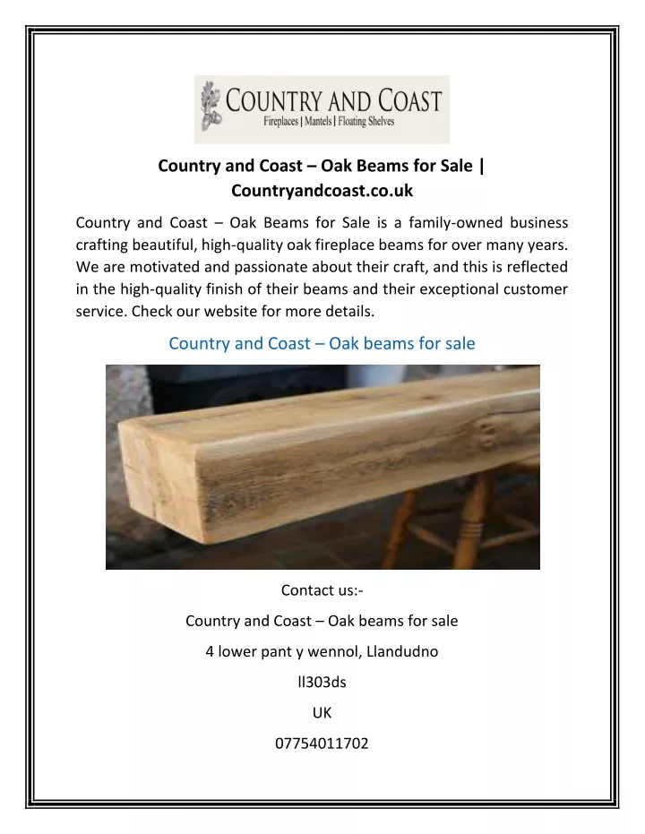 country and coast oak beams for sale