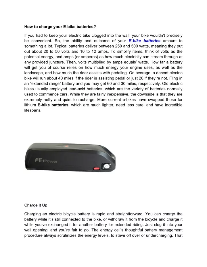 how to charge your e bike batteries