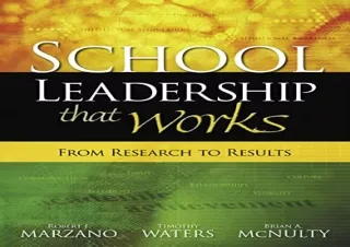 PDF School Leadership That Works: From Research to Results free