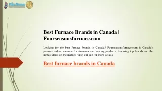 Best Furnace Brands in Canada  Fourseasonsfurnace.com