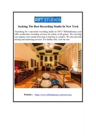 Seeking The Best Recording Studio In New York