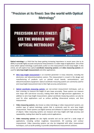 optical metrology is a field that has been