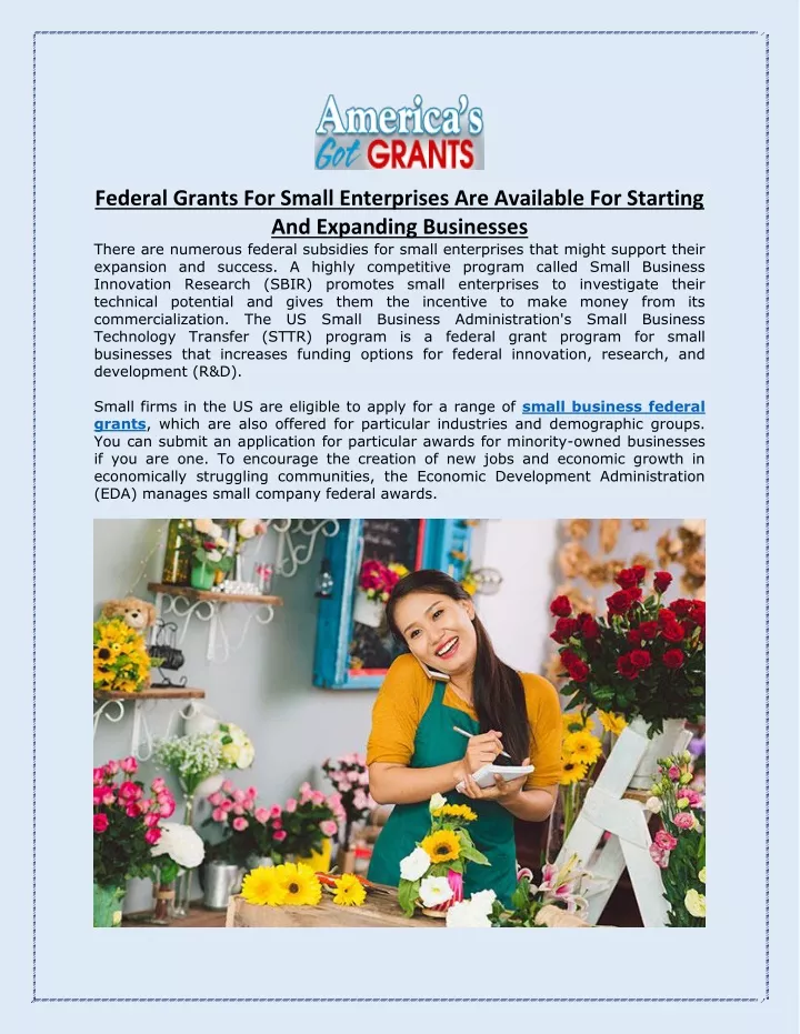 federal grants for small enterprises