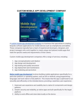 CUSTOM MOBILE APP DEVELOPMENT COMPANY