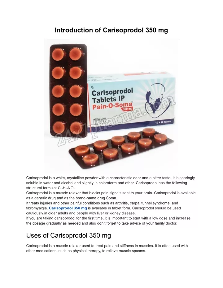 introduction of carisoprodol 350 mg