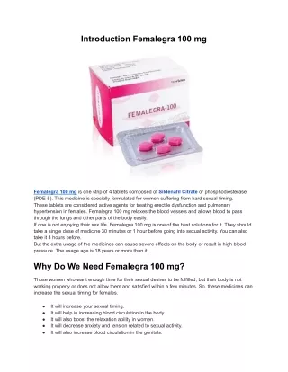 Femalegra 100 mg Sildenafil Tablets