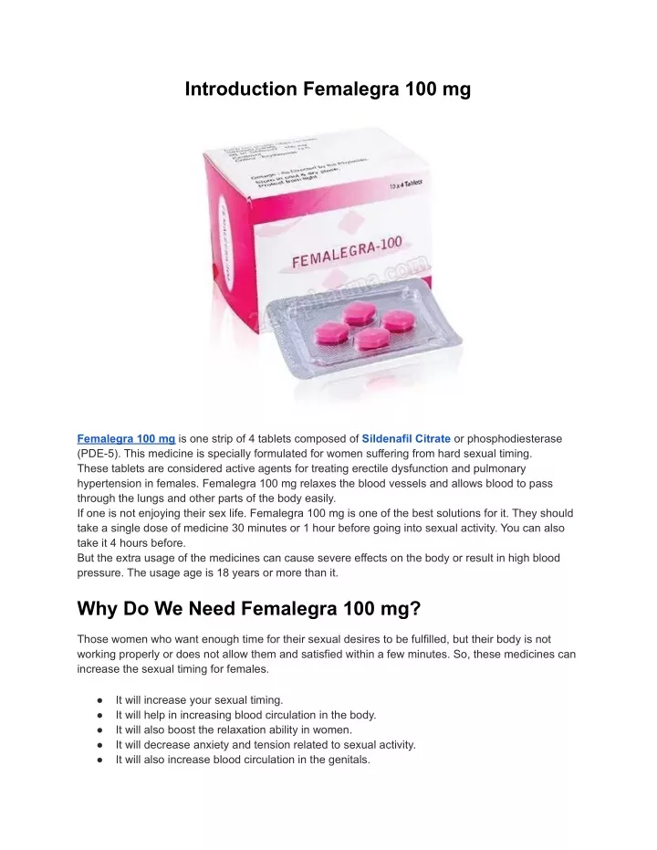 introduction femalegra 100 mg