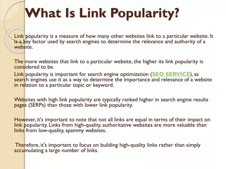 what is link popularity