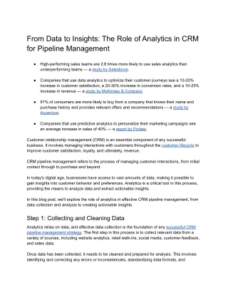 From Data to Insights_ The Role of Analytics in CRM for Pipeline Management