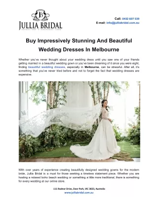 Buy Impressively Stunning And Beautiful Wedding Dresses In Melbourne