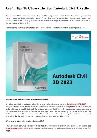 Useful Tips To Choose The Best Autodesk Civil 3D Seller