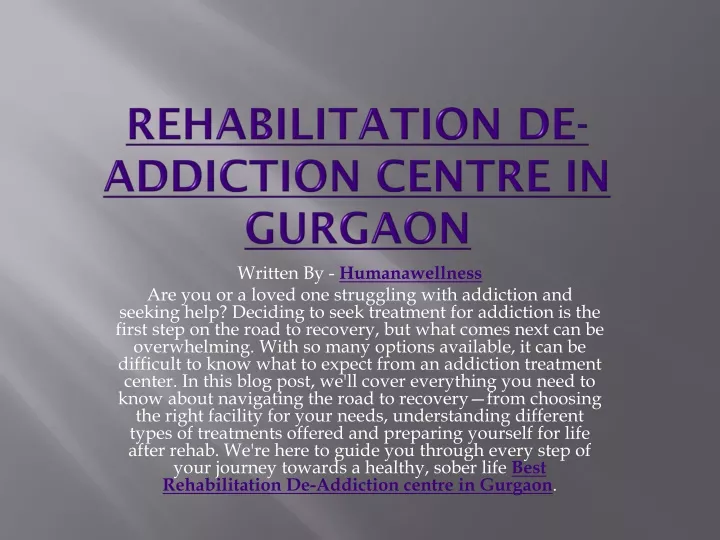 rehabilitation de addiction centre in gurgaon