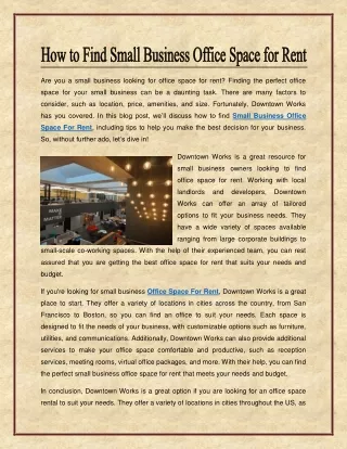 How to Find Small Business Office Space for Rent