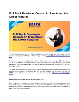 full stack developer course an idea about