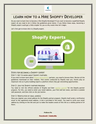 learn how to a Hire Shopify Developer