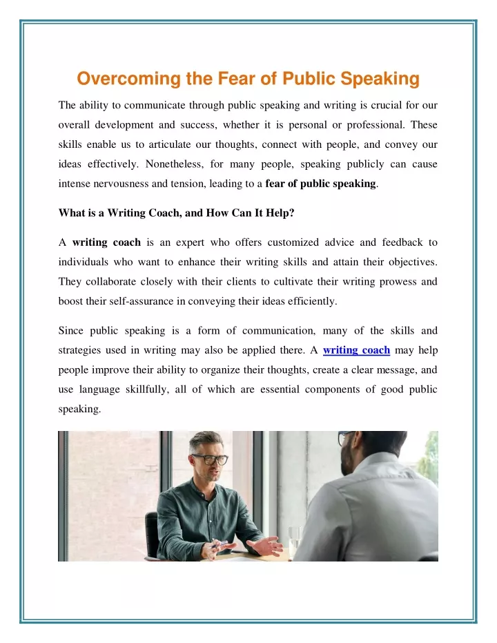 overcoming the fear of public speaking