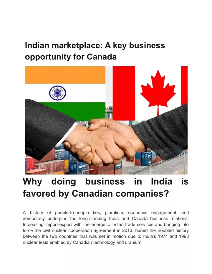 indian marketplace a key business opportunity