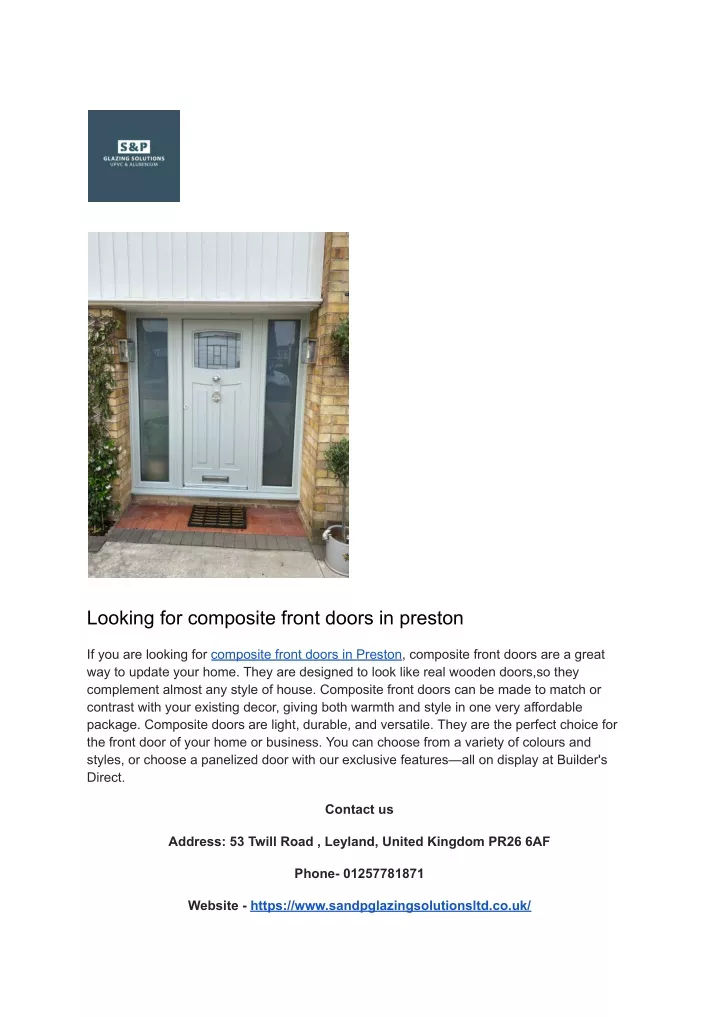 looking for composite front doors in preston