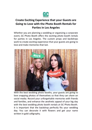 Create Exciting Experience that your Guests are Going to Love with the Photo Booth Rentals for Parties in Los Angeles