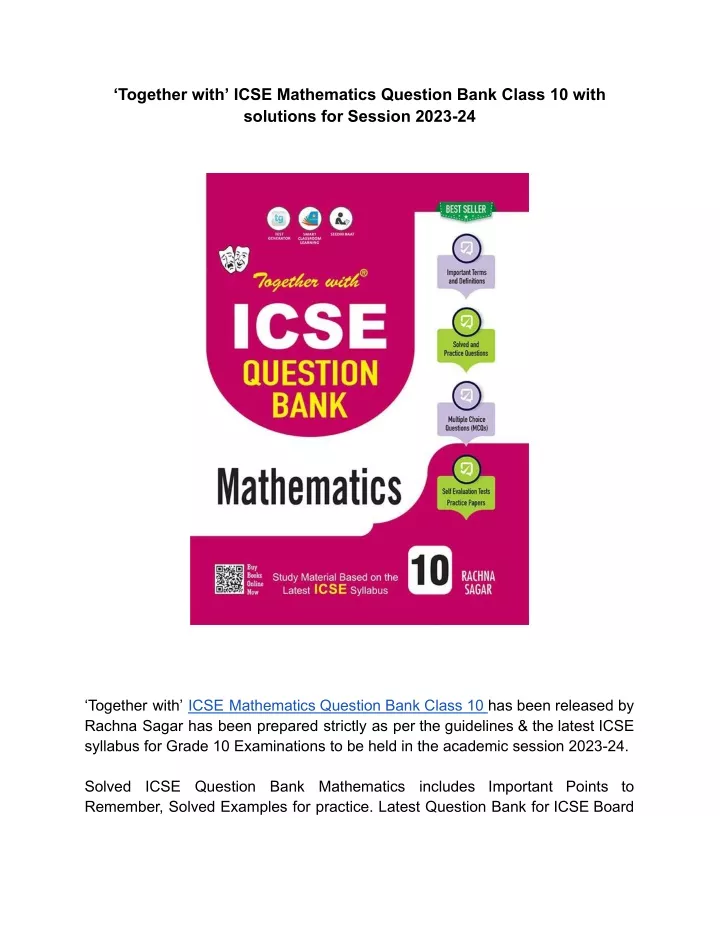 together with icse mathematics question bank