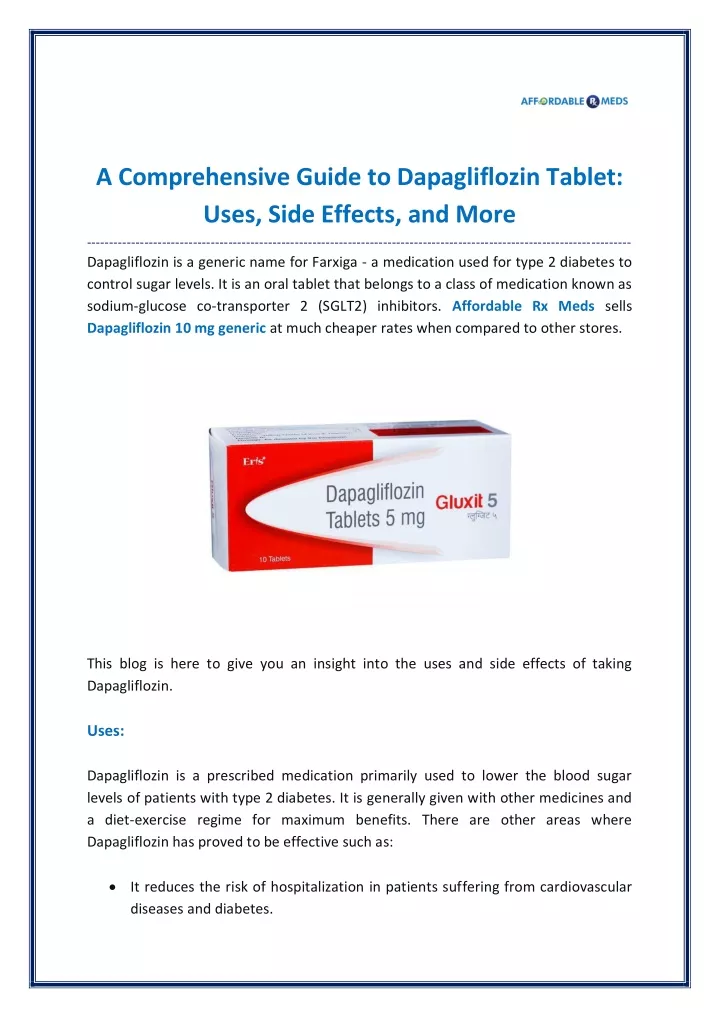 a comprehensive guide to dapagliflozin tablet
