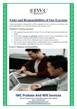 tasks and responsibilities of our executor