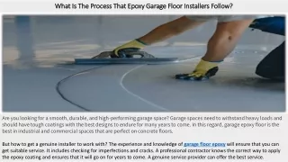 what is the process that epoxy garage floor installers follow