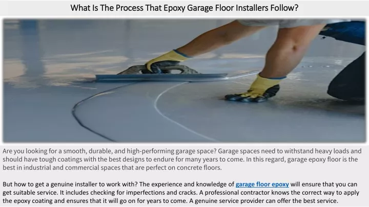 what is the process that epoxy garage floor installers follow