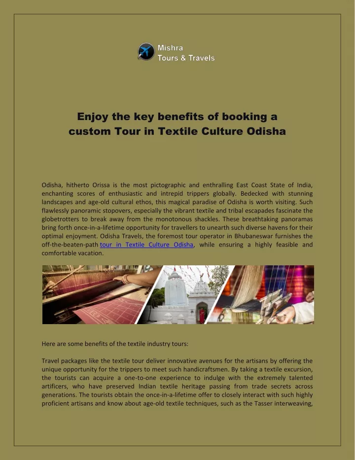 enjoy the key benefits of booking a custom tour