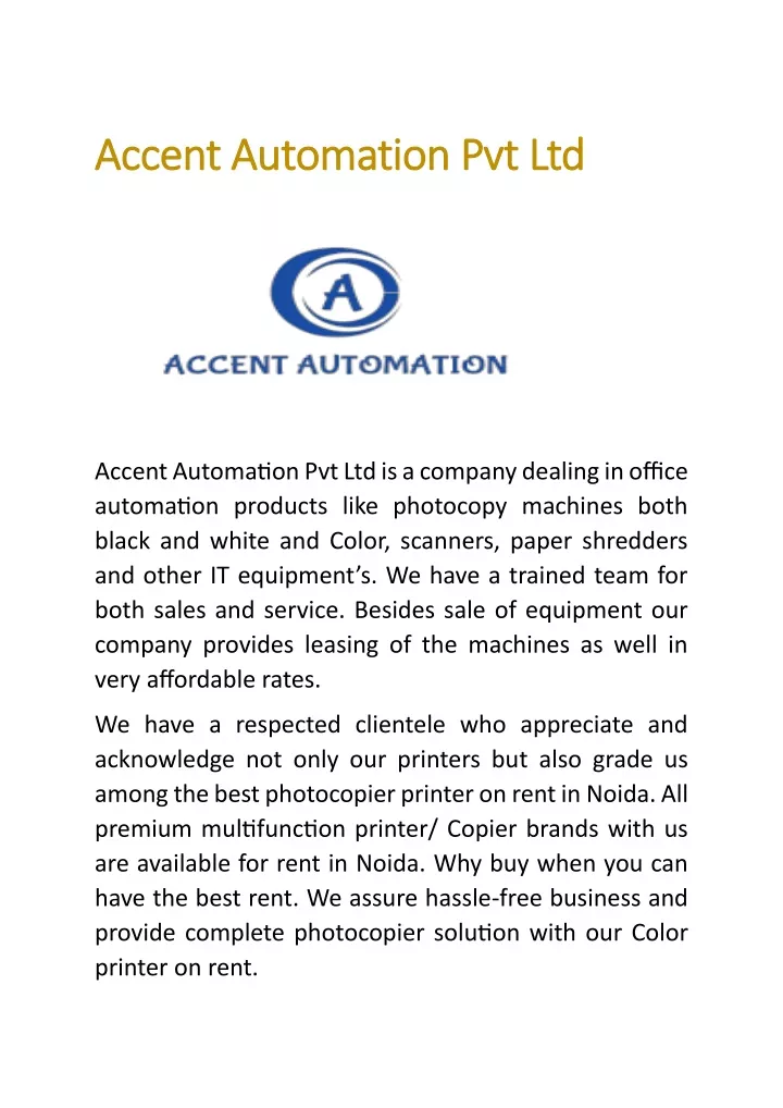 accent automation pvt ltd accent automation