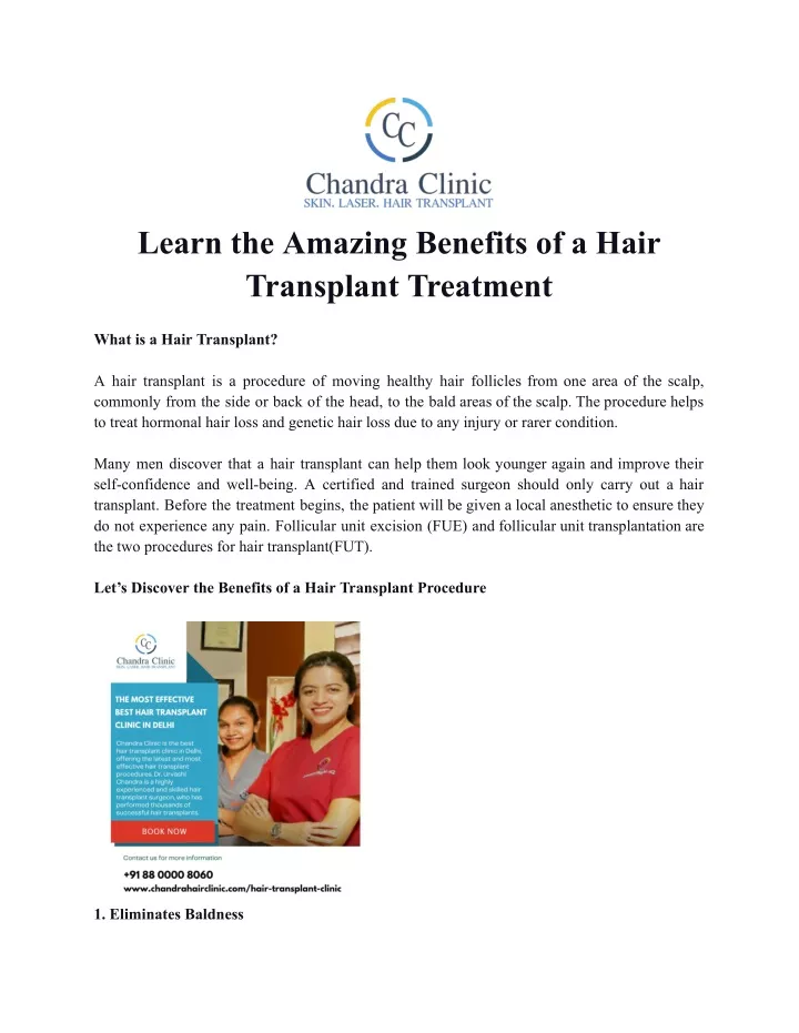 learn the amazing benefits of a hair transplant