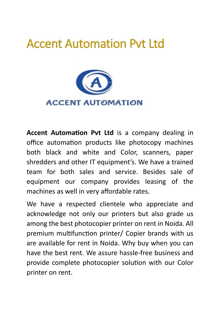 accent automation pvt ltd accent automation