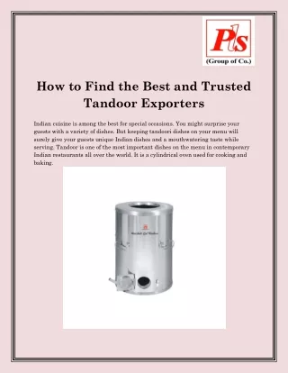 how to find the best and trusted tandoor exporters