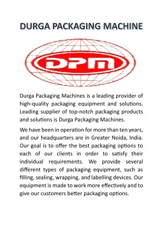 Durga Packaging Machine