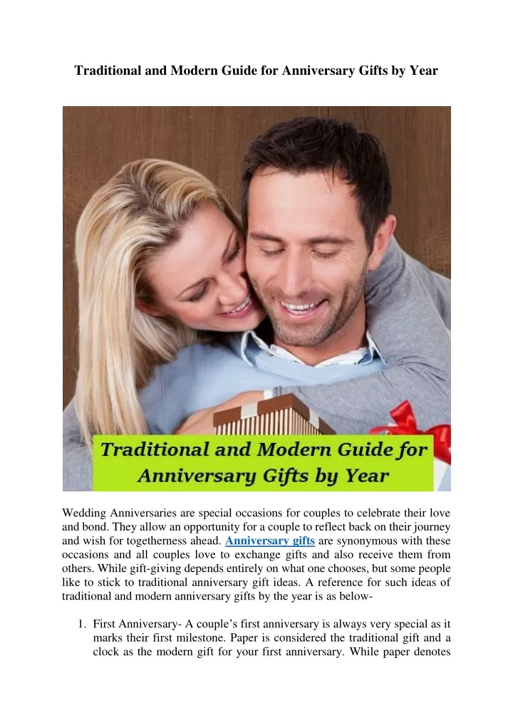 Gift Ideas for Your 1st Wedding Anniversary - Anniversary Gifts