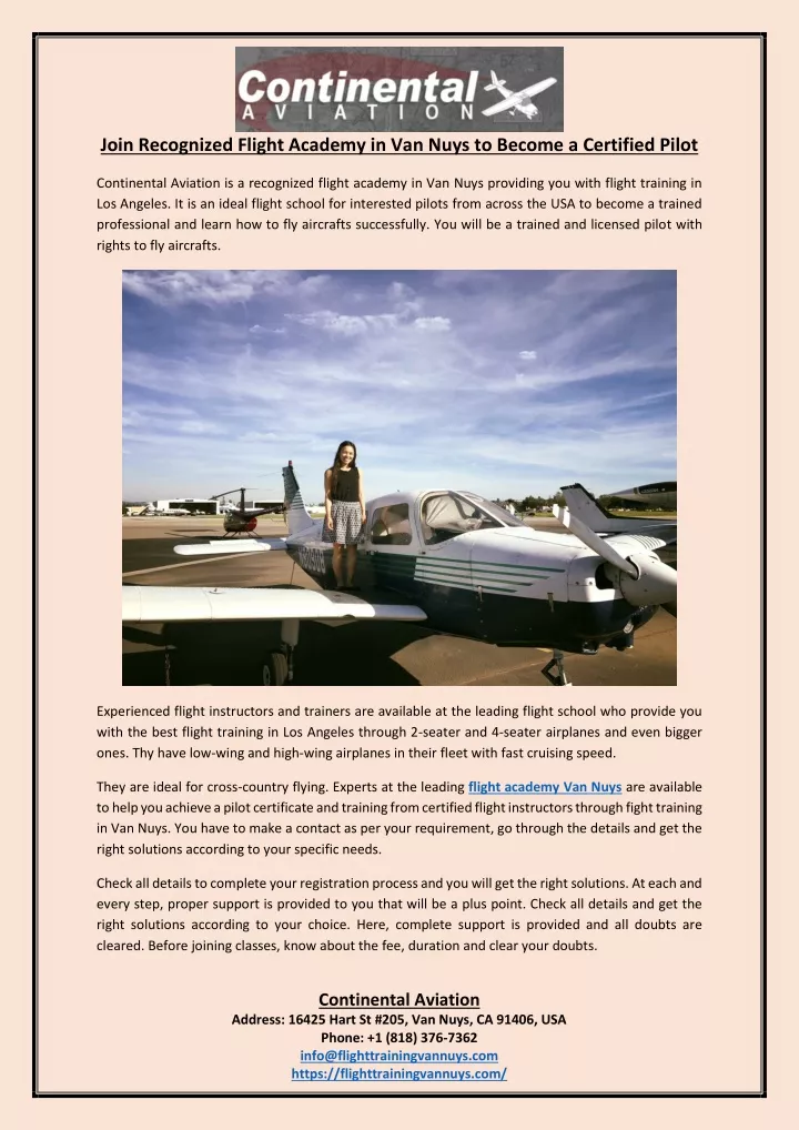 join recognized flight academy in van nuys