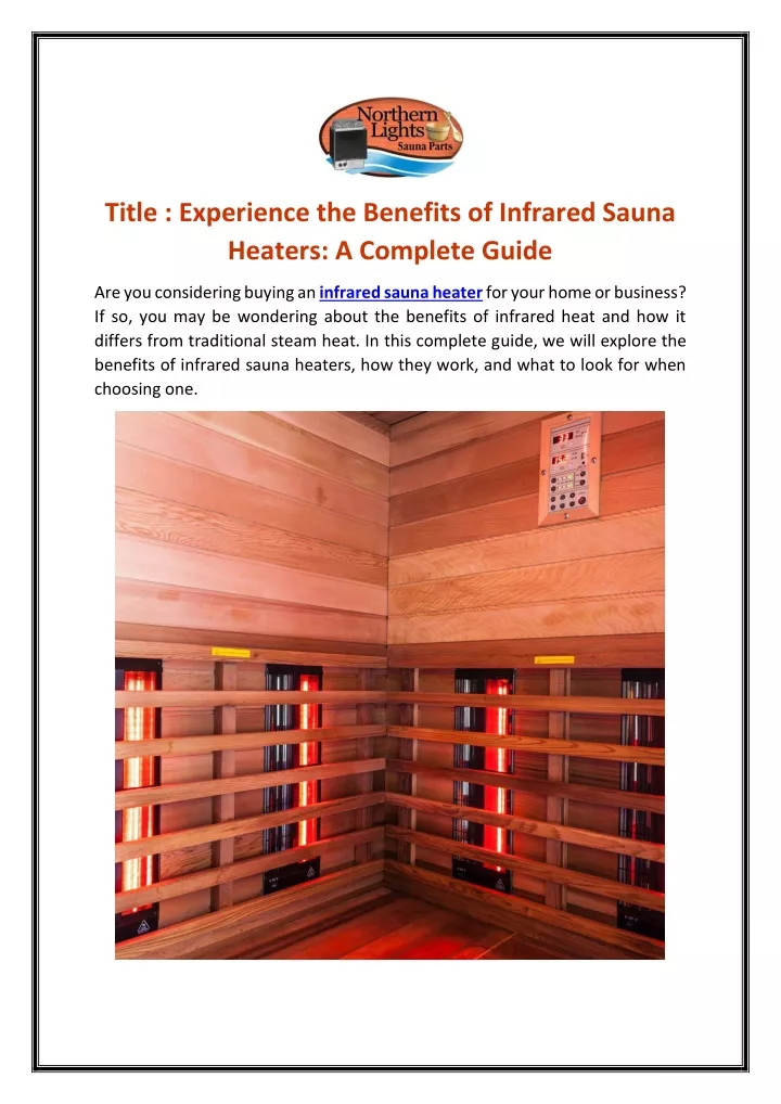 title experience the benefits of infrared sauna